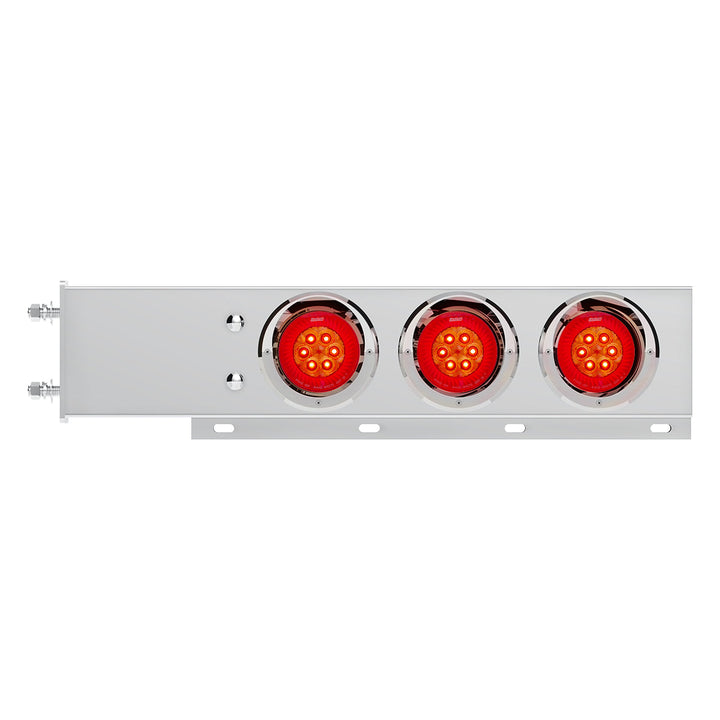 3-3/4" Bolt Pattern Stainless Steel Spring Loaded Bar With 6 x 4" 16 LED Turbine Lights - Red LED/Red Lens (Pair)