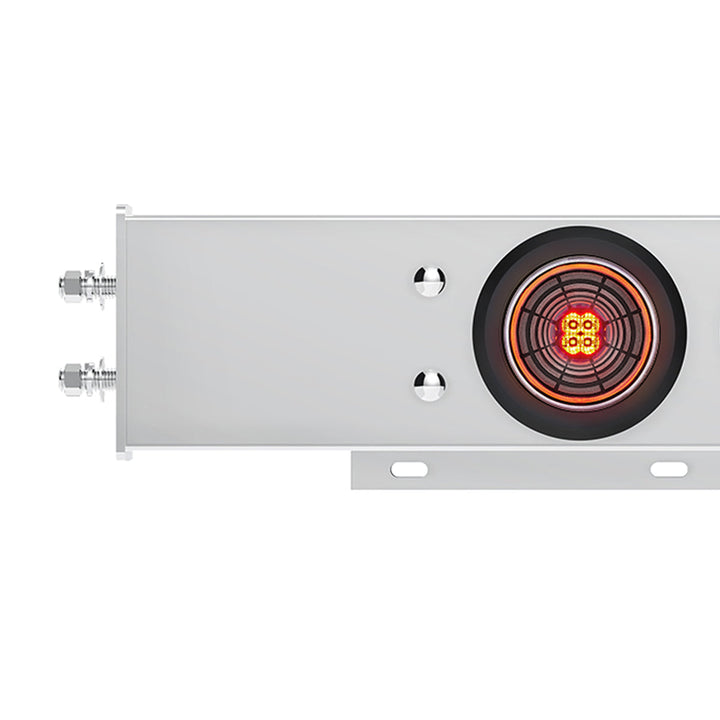 2-1/2" Bolt Pattern Stainless Steel Spring Loaded Bar With 6 x 4" 13 LED Abyss Lights - Red LED/Clear Lens (Pair)