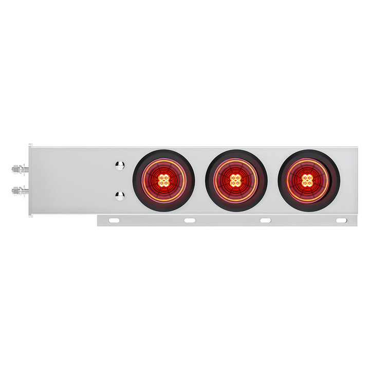 2" Bolt Pattern Stainless Steel Spring Loaded Bar With 6 x 4" 13 LED Abyss Lights - Red LED/Red Lens (Pair)