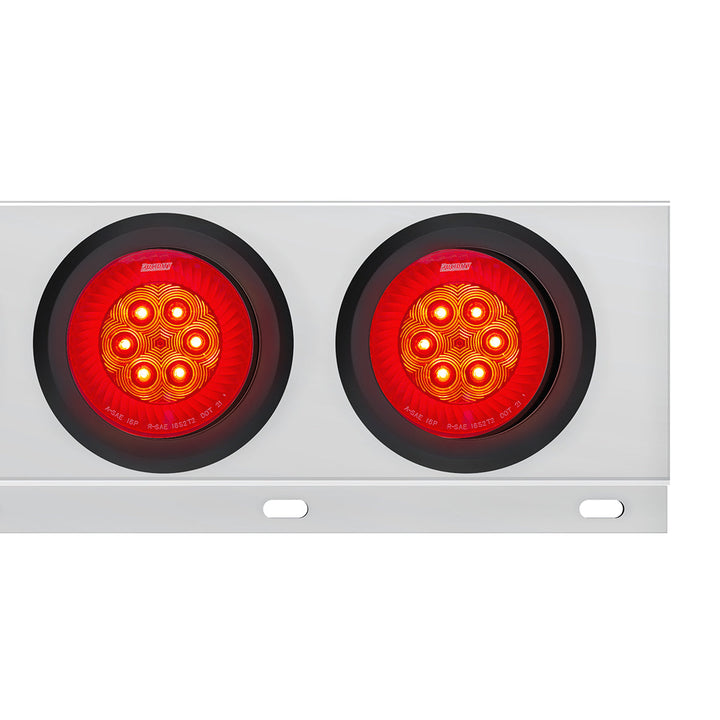 2" Bolt Pattern Stainless Steel Spring Loaded Bar With 6 x 4" 16 LED Turbine Lights - Red LED/Red Lens (Pair)