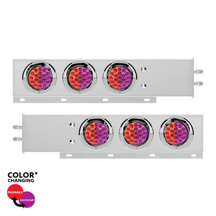 2" Bolt Pattern SS Spring Loaded Light Bar With 6X Double Fury 19 LED Lights &amp; Visors