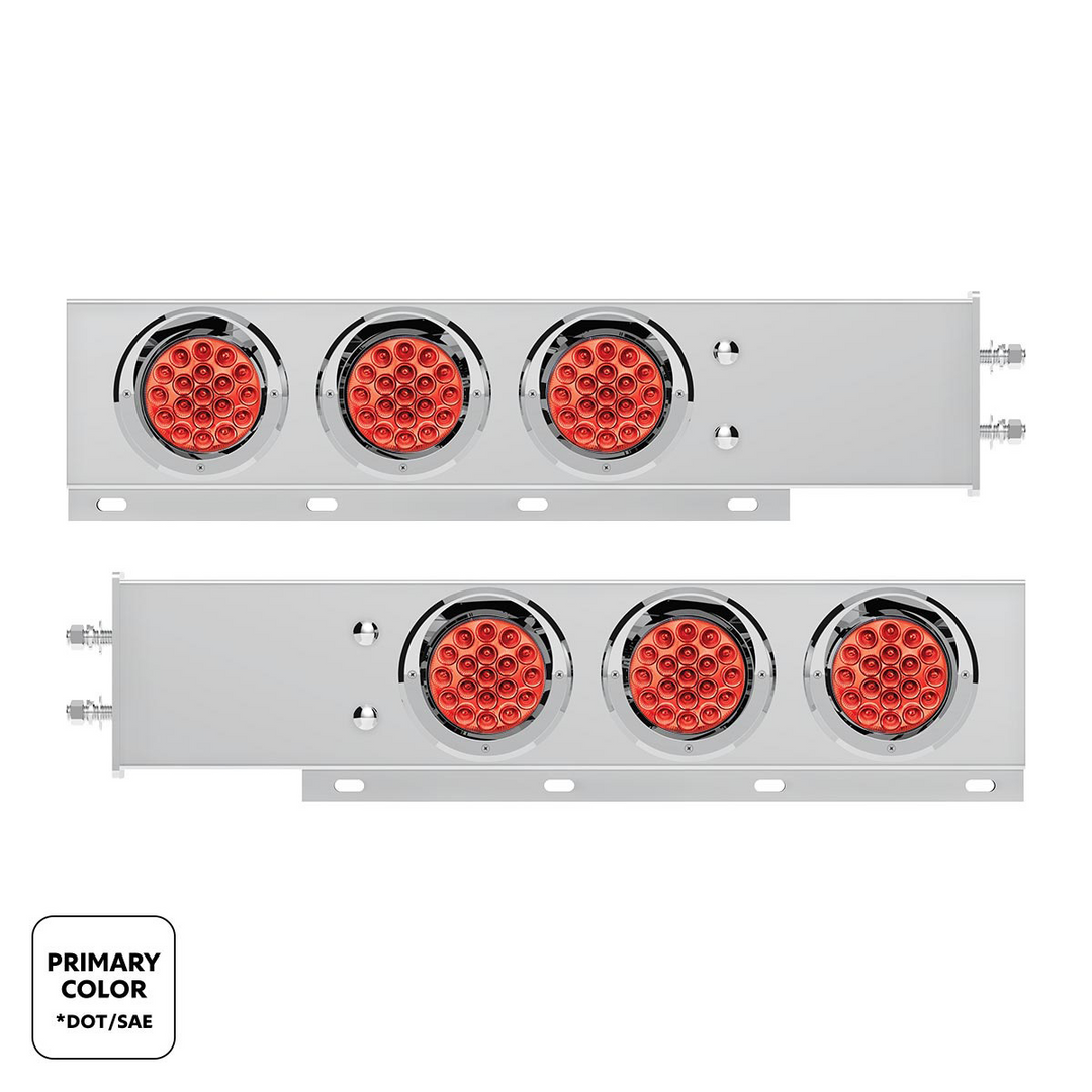 2.5" Bolt Pattern SS Spring Loaded Light Bar With 6X Double Fury 19 LED Lights &amp; Visors