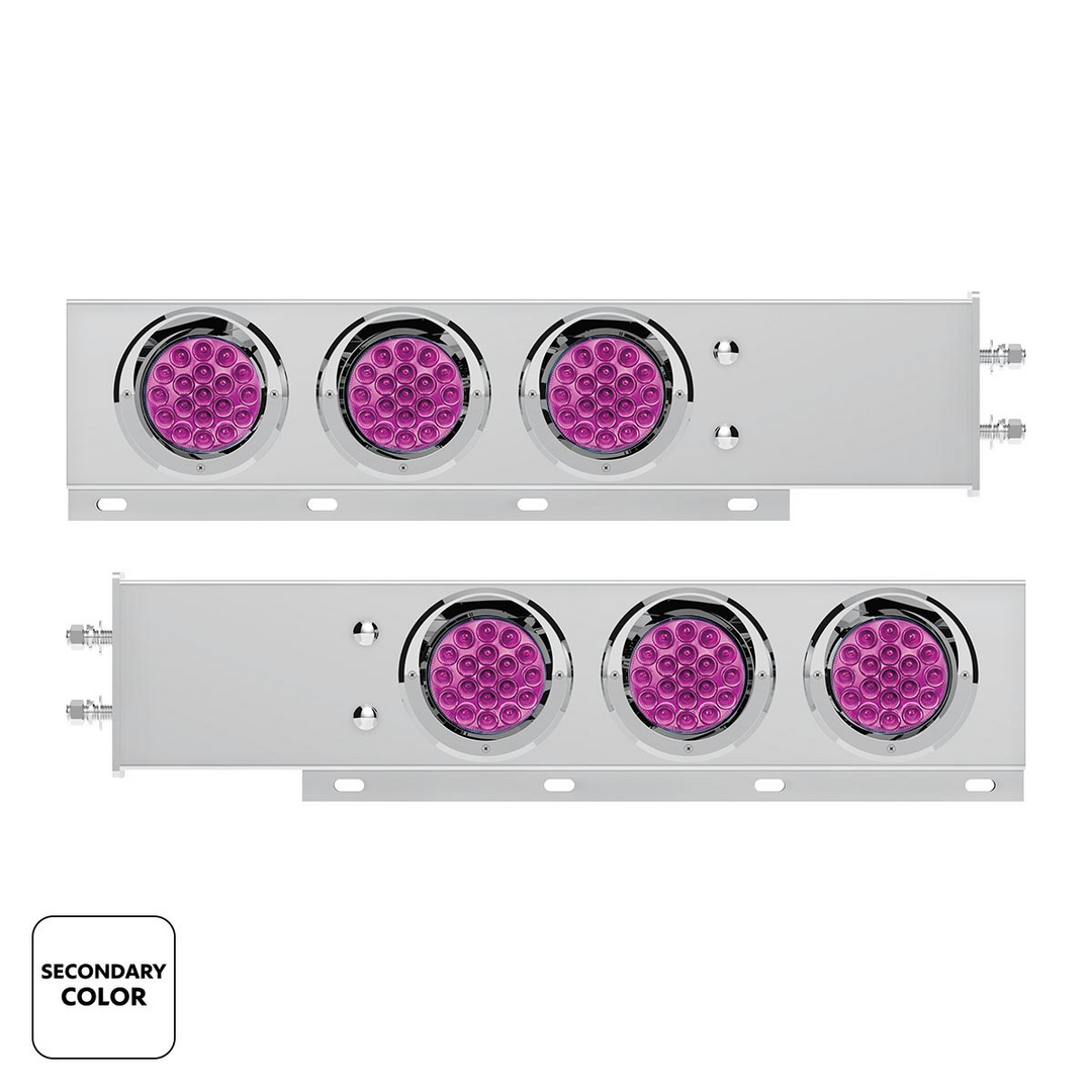 2.5" Bolt Pattern SS Spring Loaded Light Bar With 6X Double Fury 19 LED Lights &amp; Visors
