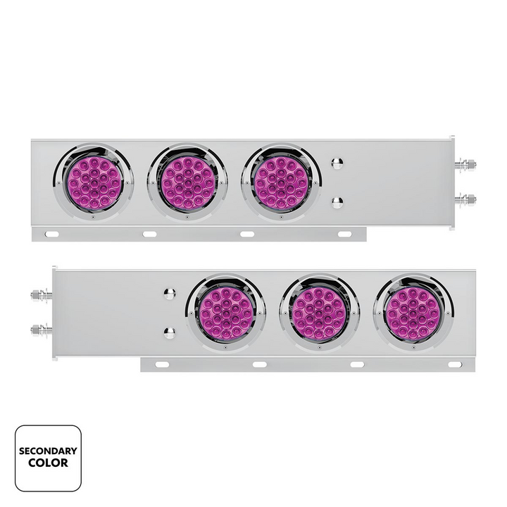 2.5" Bolt Pattern SS Spring Loaded Light Bar With 6X Double Fury 19 LED Lights &amp; Visors