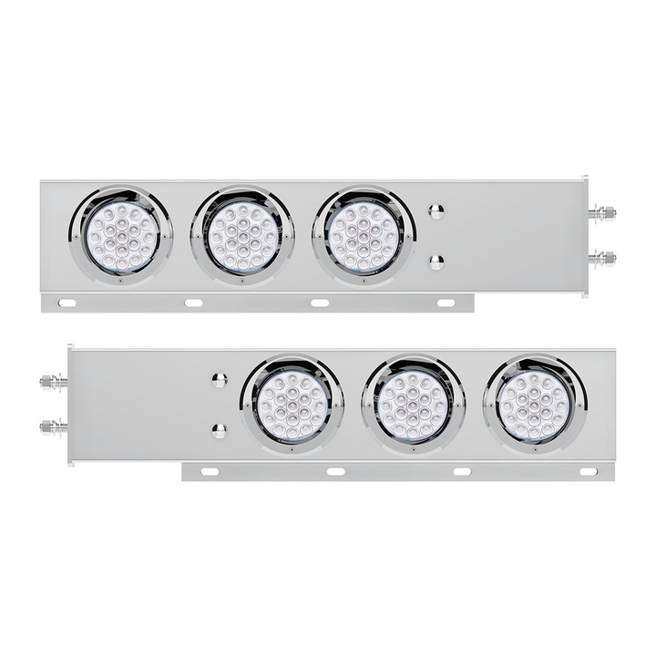 2.5" Bolt Pattern SS Spring Loaded Light Bar With 6X Double Fury 19 LED Lights &amp; Visors