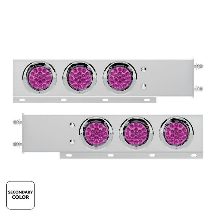 3-3/4" Bolt Pattern SS Spring Loaded Light Bar With 6X Double Fury 19 LED Lights &amp; Visors