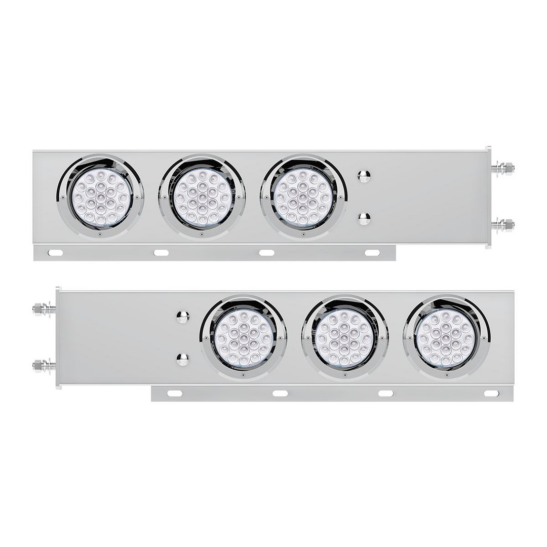 3-3/4" Bolt Pattern SS Spring Loaded Light Bar With 6X Double Fury 19 LED Lights &amp; Visors