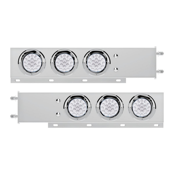 3-3/4" Bolt Pattern SS Spring Loaded Light Bar With 6X Double Fury 19 LED Lights &amp; Visors