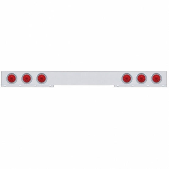 Stainless 1 Piece Rear Light Bar With 6 x 10 LED 4" Lights &amp; Visors - Red LED/Red Lens