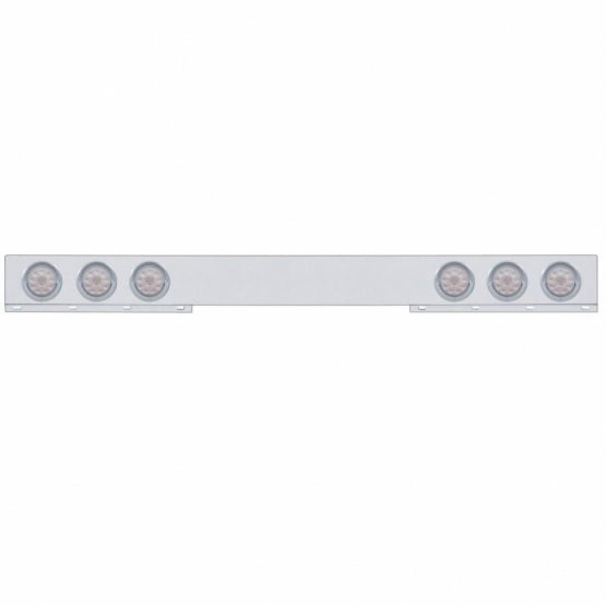 Stainless 1 Piece Rear Light Bar With 6 x 10 LED 4" Lights &amp; Visors - Red LED/Clear Lens