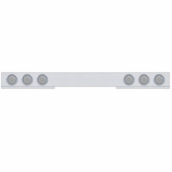 Stainless 1 Piece Rear Light Bar With 6 x 7 LED 4" Reflector Lights &amp; Visors - Red LED/Clear Lens
