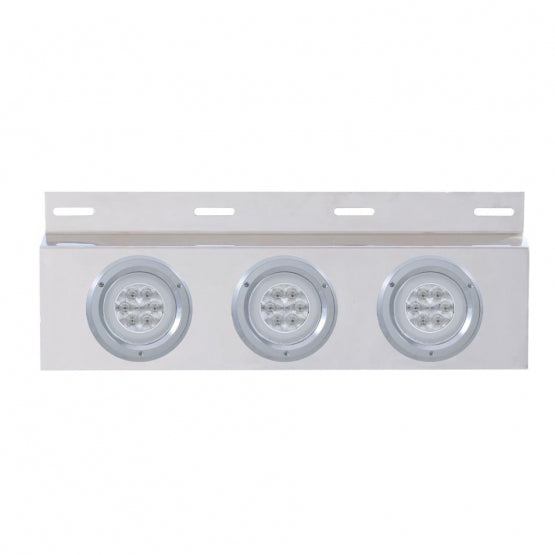 Stainless Top Mud Flap Plate With 3 x 21 LED 4" GloLight &amp; Bezels - Red LED/Clear Lens (Each)