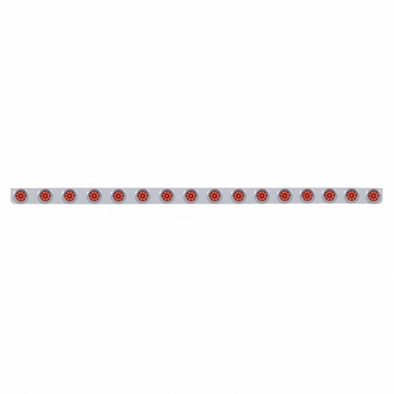 79-1/2" Stainless Steel Bumper Light Bracket With 16 x 9 LED 2" Reflector Lights &amp; Visors - Red LED &amp; Lens