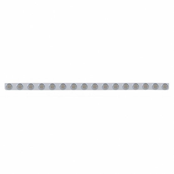 79-1/2" Stainless Steel Bumper Light Bracket With 16 x 9 LED 2" Reflector Lights &amp; Visors - Red LED/Clear Lens