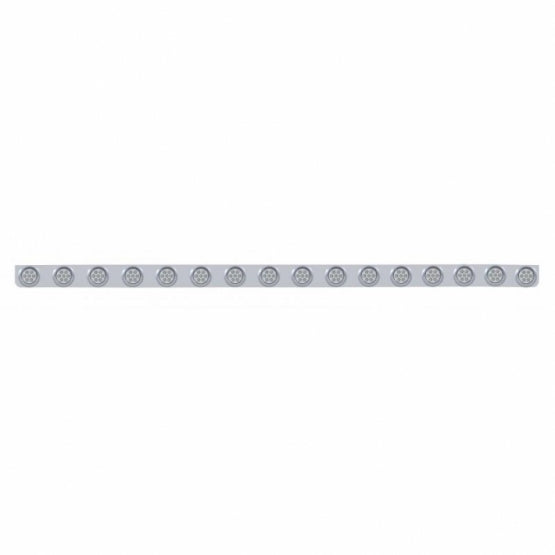 79-1/2" Stainless Steel Bumper Light Bracket With 16 x 7 LED 2" Reflector Lights &amp; Visors - Red LED/Clear Lens
