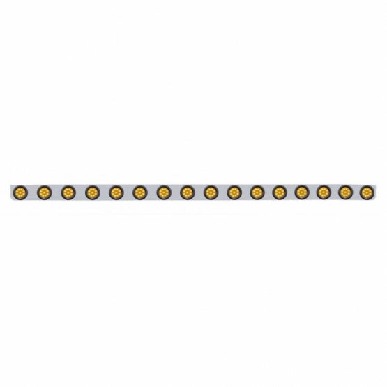 79-1/2" Stainless Bumper Light Bracket With 16 x 9 LED 2" Light &amp; Grommets - Amber LED/Amber Lens