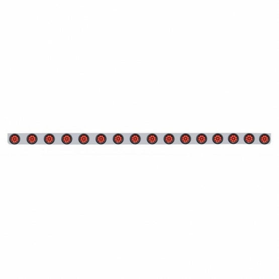 79-1/2" Stainless Steel Bumper Light Bracket With 16 x 9 LED 2" Reflector Light - Red LED &amp; Lens