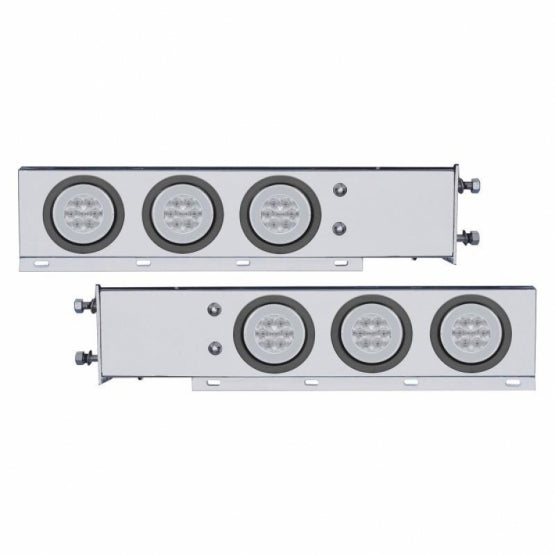 3-3/4" Bolt Pattern Stainless Steel Spring Loaded Bar With 6 x 21 LED 4" GloLight - Red LED/Clear Lens (Pair)