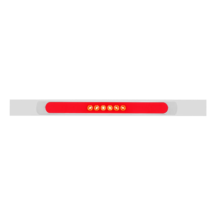 Chrome Top Mud Flap Plate With 28 LED 17" GloLight Bar &amp; Bezel - Red LED/Red Lens (Each)