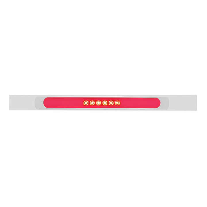 Chrome Top Mud Flap Plate With 28 LED 17" GloLight Bar &amp; Bezel - Red LED/Clear Lens (Each)