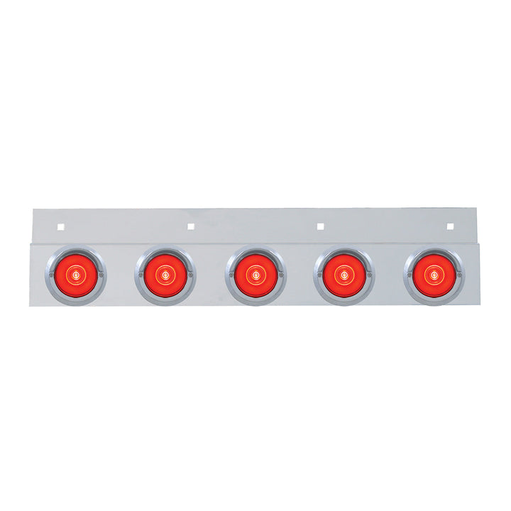 Stainless Top Mud Flap Bracket With 5 x 6 LED 2" GloLight &amp; Visors - Red LED/Red Lens (Each)