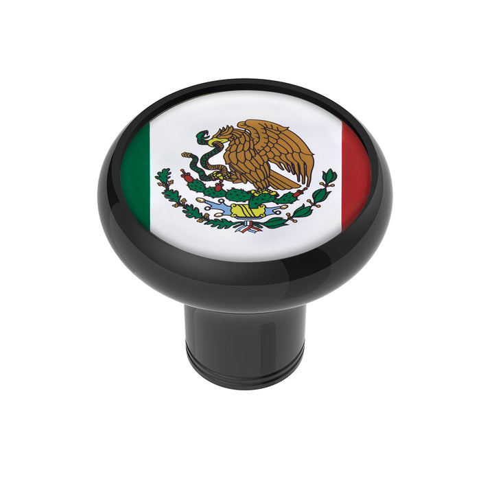 1/2" - 13 Thread-On Gearshift Knob With Mexico Flag Sticker - Black