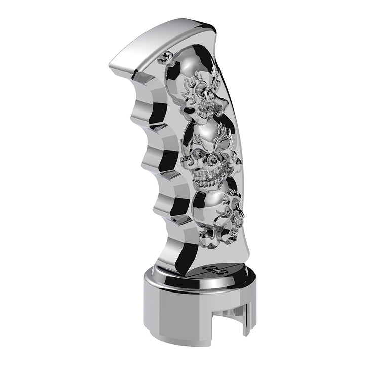 Thread-On Skulls Pistol Grip Gearshift Knob With 13/15/18 Speed Adapter - Chrome