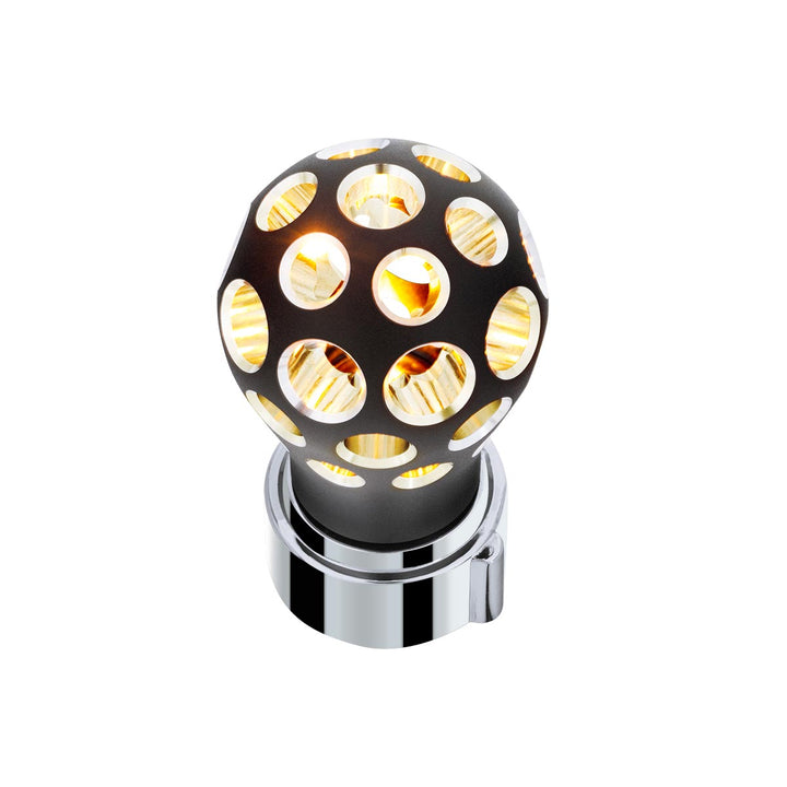 Thread-On Matte Black Phoenix Style Ball Gearshift Knob With LED 13/15/18 Speed Adapter - Amber LED