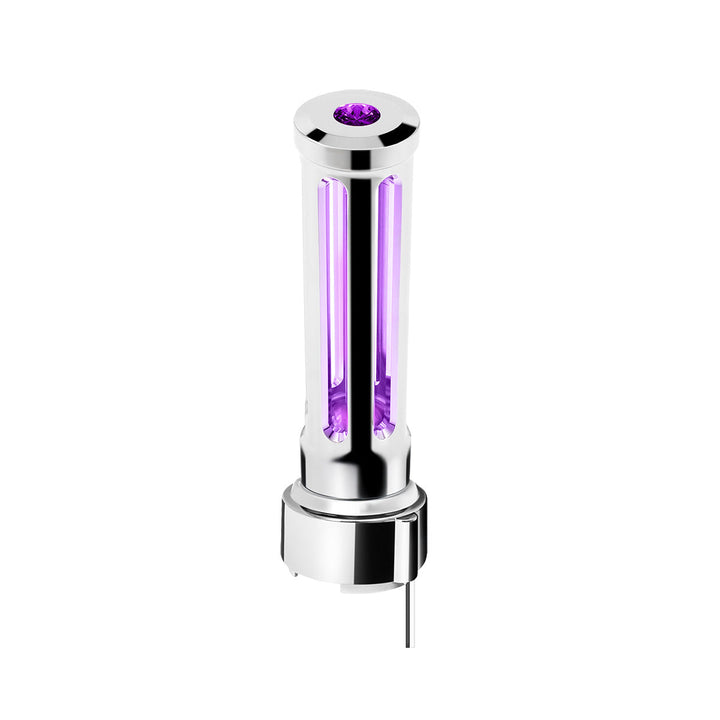 Thread-On Chrome Sonoma Style Gearshift Knob With LED 9/10 Speed Adapter - Purple Crystal/Purple LED