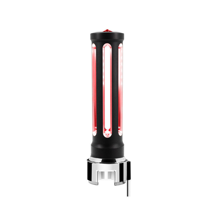 Thread-On Matte Black Sonoma Style Gearshift Knob With LED 13/15/18 Speed Adapter - Red Crystal/Red LED