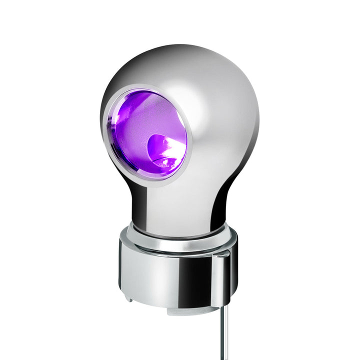 Thread-On Chrome Charlotte Style Gearshift Knob With LED 9/10 Speed Adapter - Purple LED