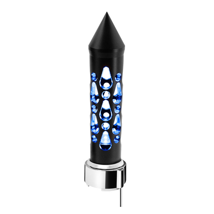 Thread-On Brooklyn Style Spike Gearshift Knob With LED 9/10 Speed Adapter - Matte Black/Green LED