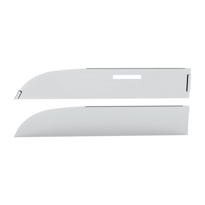 430 Stainless Steel 6" Chop Top Window Trim For 2012-2017 Peterbilt 567 &amp; 579 With Convex Mirror (Pair)
