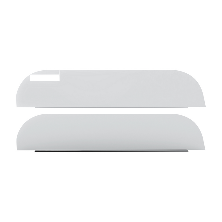 430 Stainless Steel 6" Chop Top Window Trim For Peterbilt Trucks With Cab Mounted Mirror (Pair)