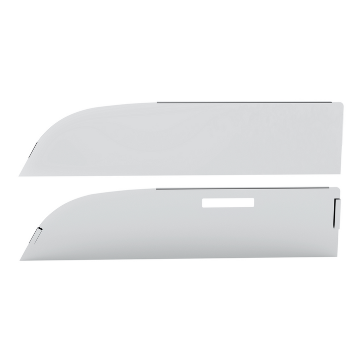 430 Stainless Steel 8" Chop Top Window Trim For 2012-2017 Kenworth T680 &amp; T880 With Convex Mirror (Pair)