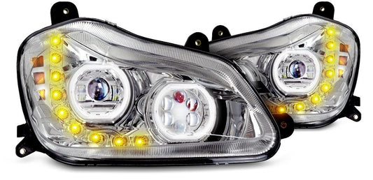 KENWORTH T680 2013-21 LED HEADLIGHT W/ SEQUENTIAL TURN SIGNAL CHROME (PASSENGER)
