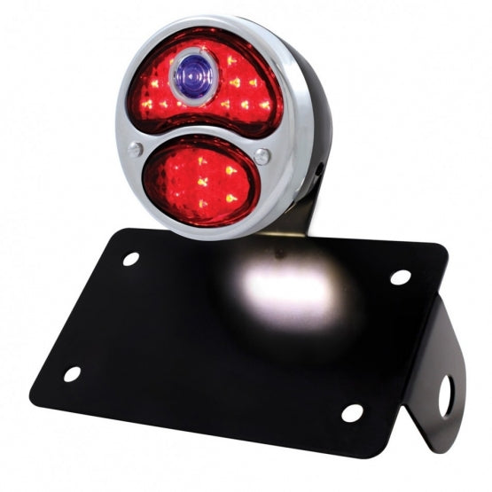 Stainless Steel &amp; Black Housing 1928 DUO Lamp &amp; BD Style LED Tail Light Assembly With Horizontal Bracket For Motorcycle