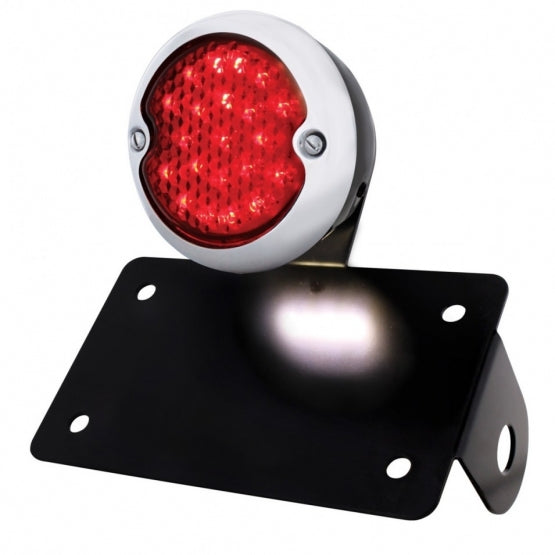 Stainless Steel &amp; Black Housing 1933 Ford Style LED Tail Light Assembly With Horizontal Mounting Bracket For Motorcycle
