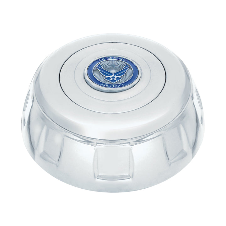 Chrome Aluminum Steering Wheel Horn Button With Metal Medallion, US Air Force