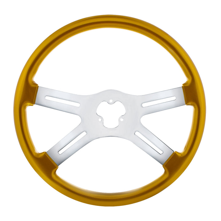 18" Vibrant Color 4 Spoke Steering Wheel - Electric Yellow