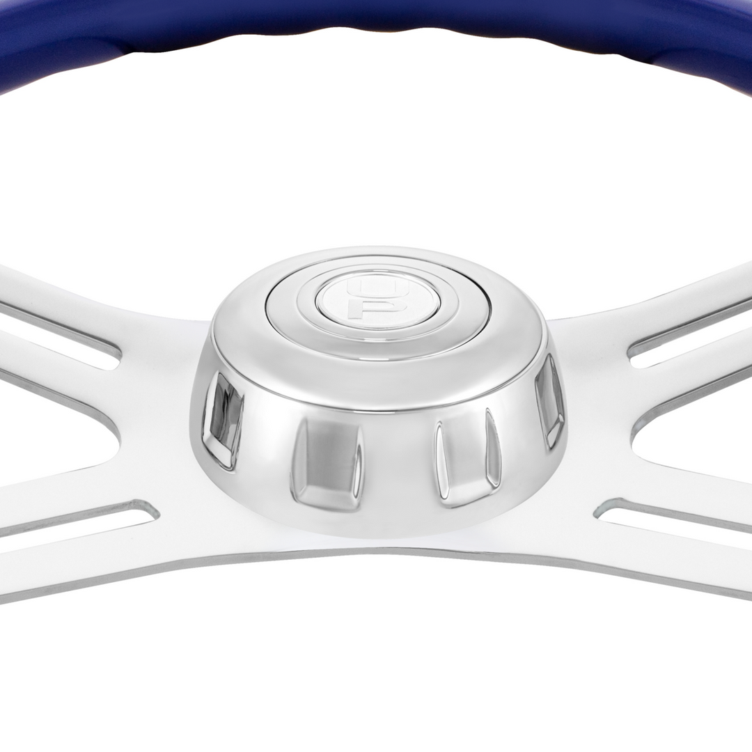 18" Candy Color 4 Spoke Steering Wheel With Chrome Horn Bezel And Horn Button