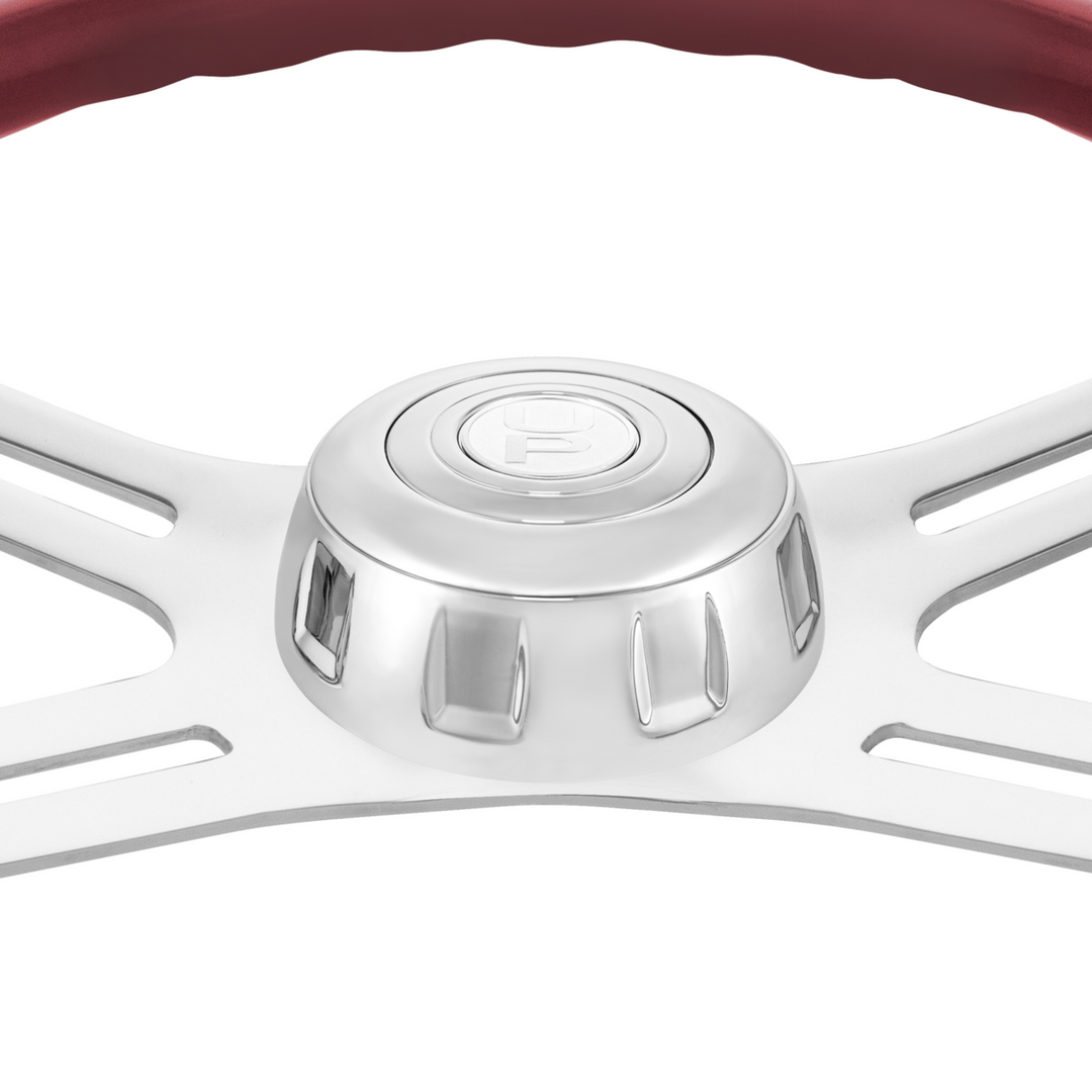 18" Candy Color 4 Spoke Steering Wheel With Chrome Horn Bezel And Horn Button