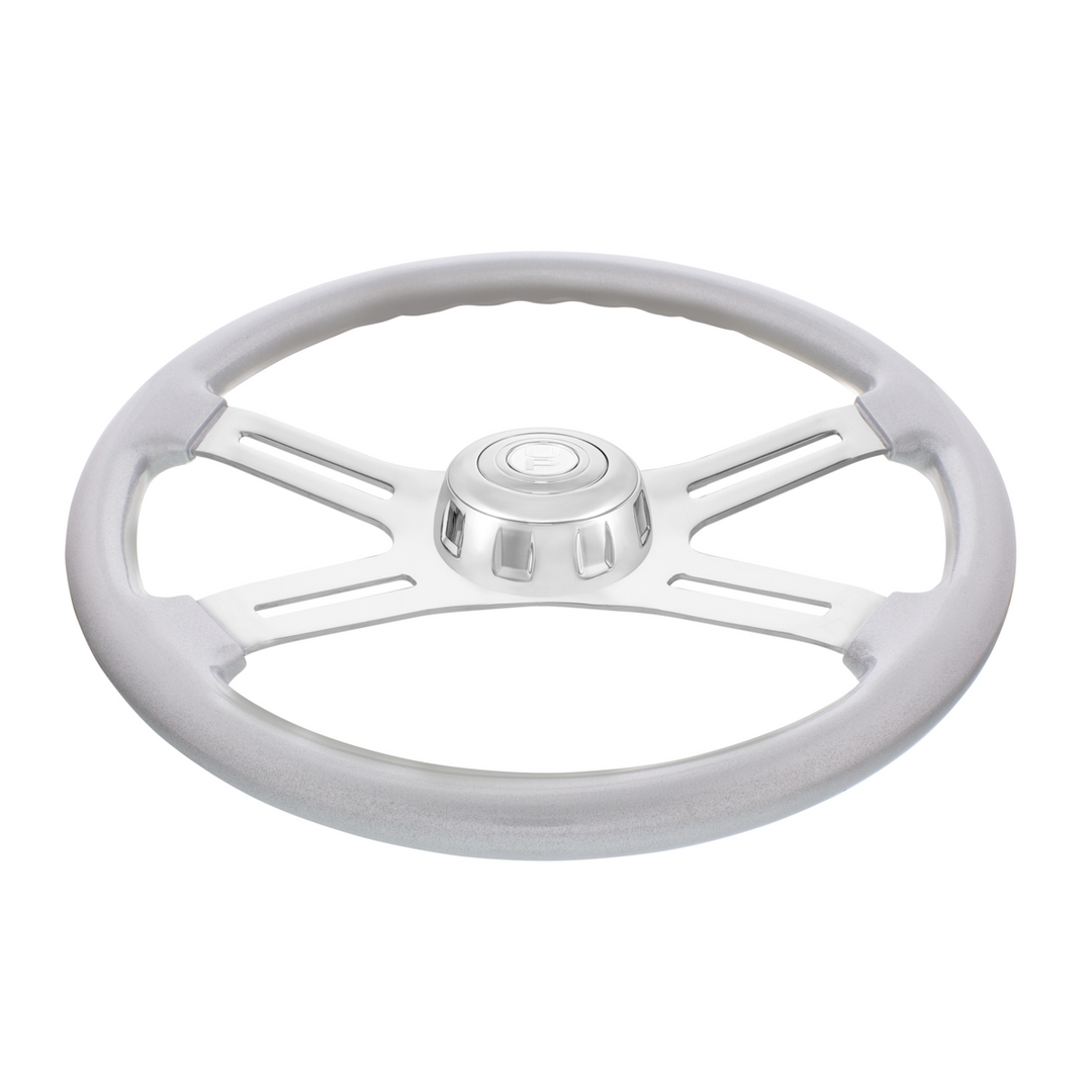 18" Candy Color 4 Spoke Steering Wheel With Chrome Horn Bezel And Horn Button