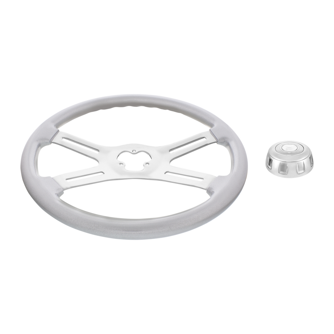 18" Candy Color 4 Spoke Steering Wheel With Chrome Horn Bezel And Horn Button