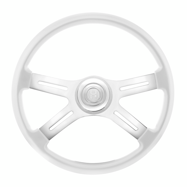 18" Candy Color 4 Spoke Steering Wheel With Chrome Horn Bezel And Horn Button