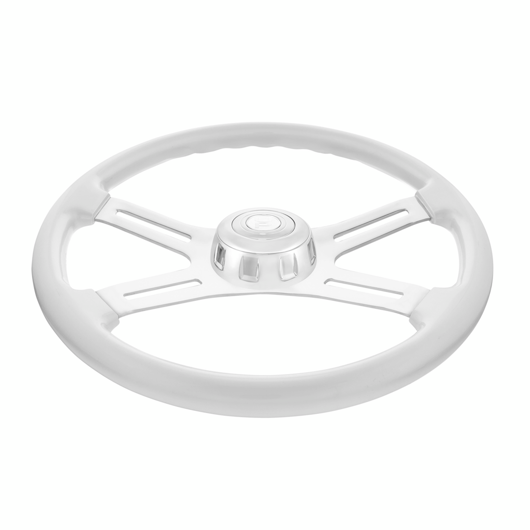 18" Candy Color 4 Spoke Steering Wheel With Chrome Horn Bezel And Horn Button