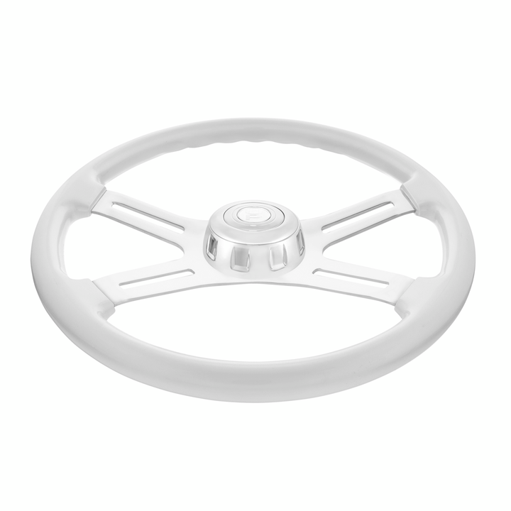 18" Candy Color 4 Spoke Steering Wheel With Chrome Horn Bezel And Horn Button