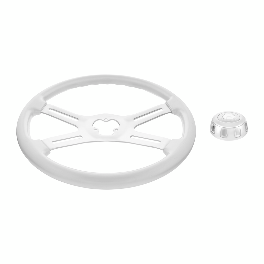 18" Candy Color 4 Spoke Steering Wheel With Chrome Horn Bezel And Horn Button