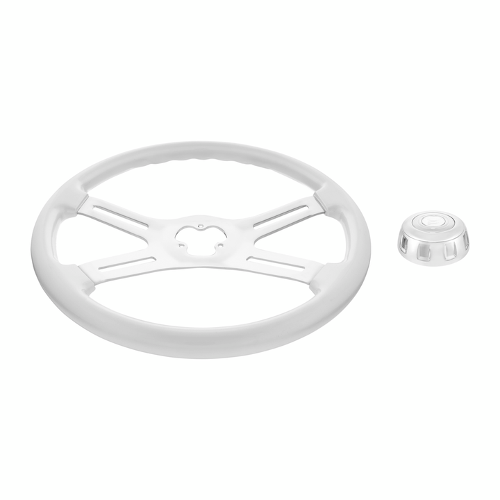 18" Candy Color 4 Spoke Steering Wheel With Chrome Horn Bezel And Horn Button