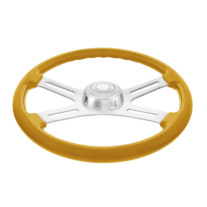 18" Candy Color 4 Spoke Steering Wheel With Chrome Horn Bezel And Horn Button